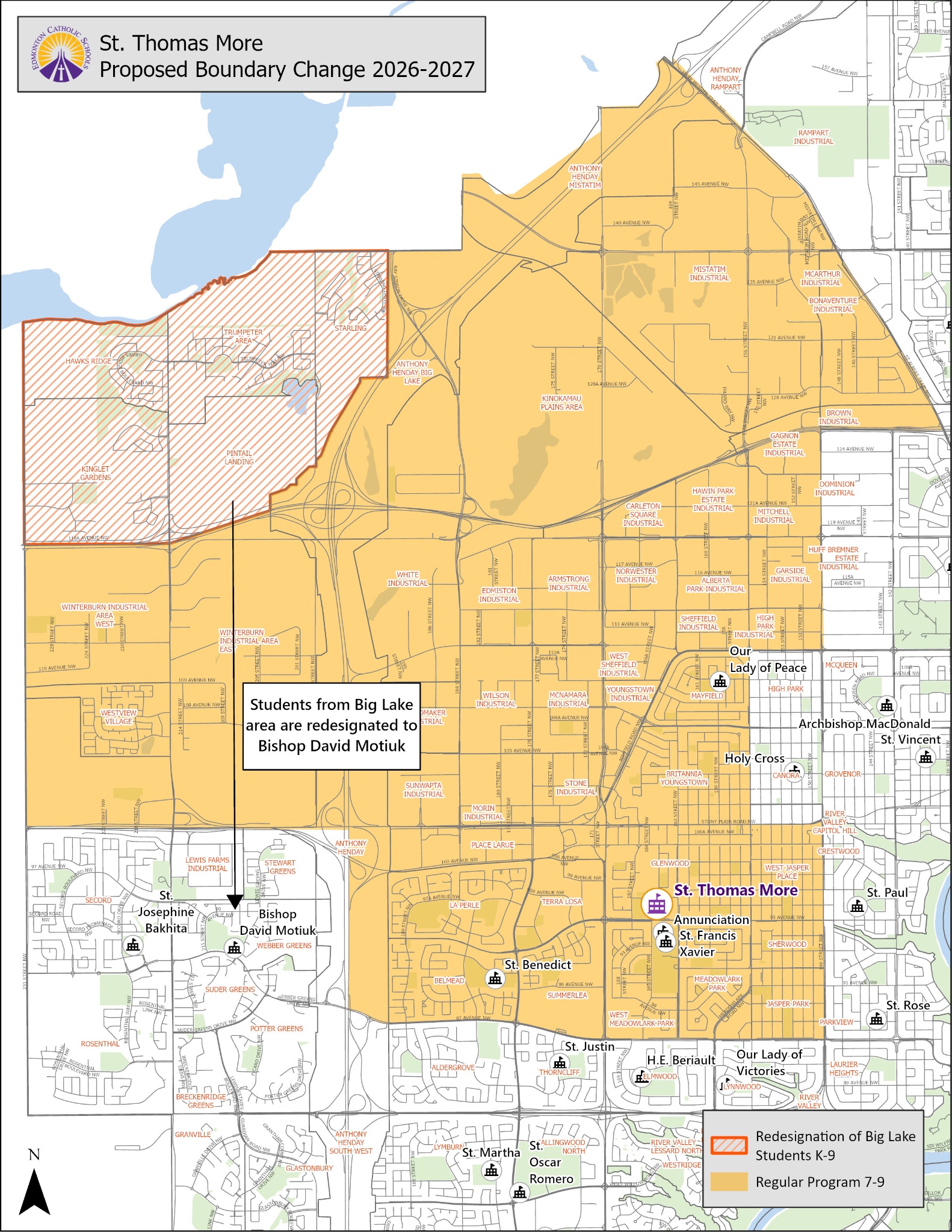Map of St. Thomas More School Boundary Change 2026-27