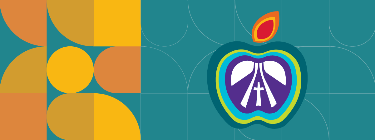 Banner with an apple icon on it