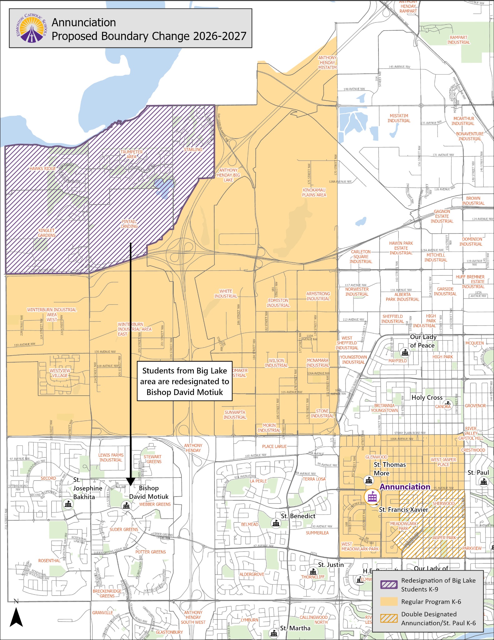 Map of Annunciation School Boundary Change 2026-27