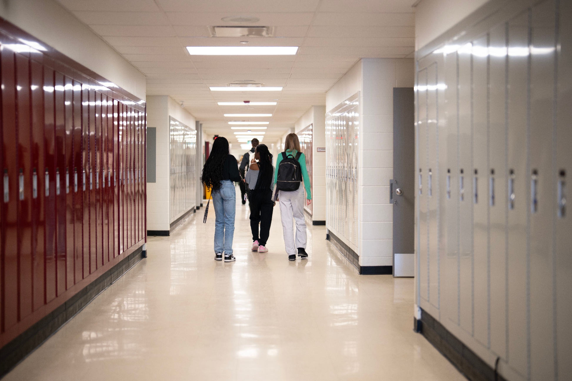 School Hallway with Students
