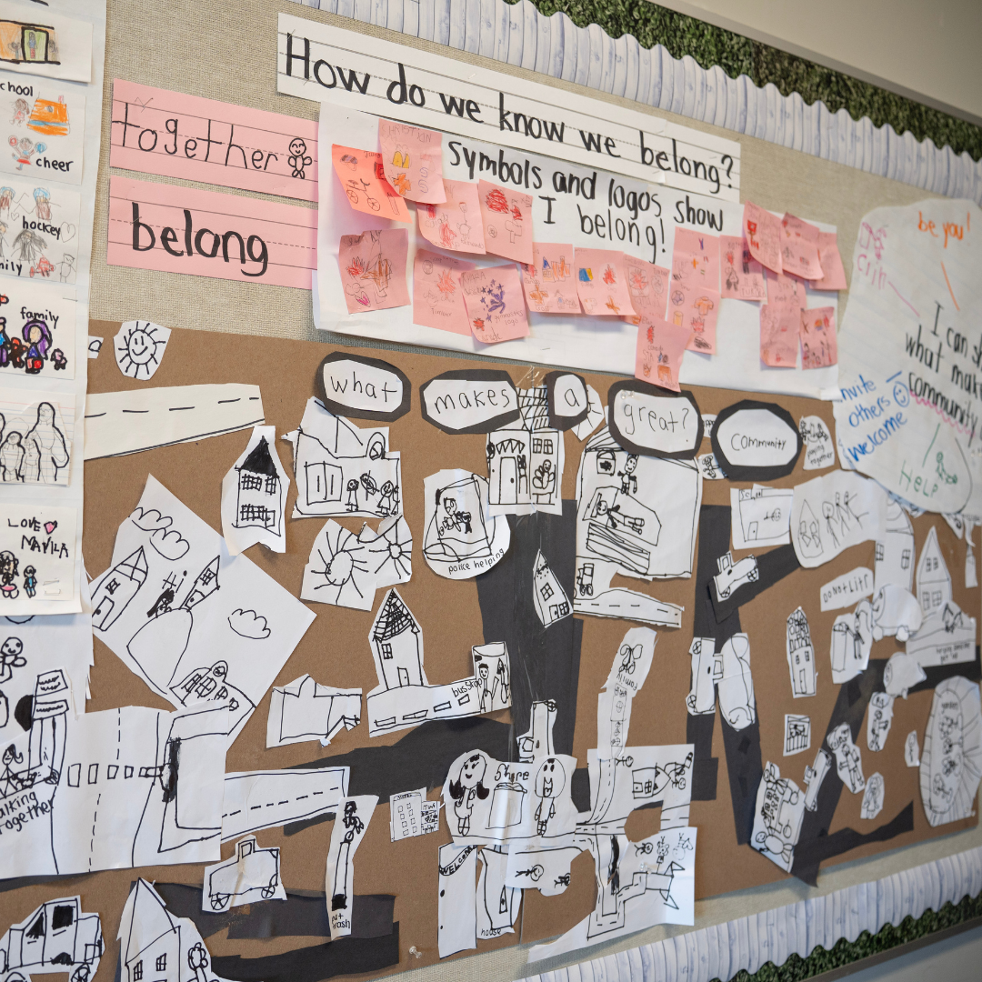 Student art work depicting How do we know belong.