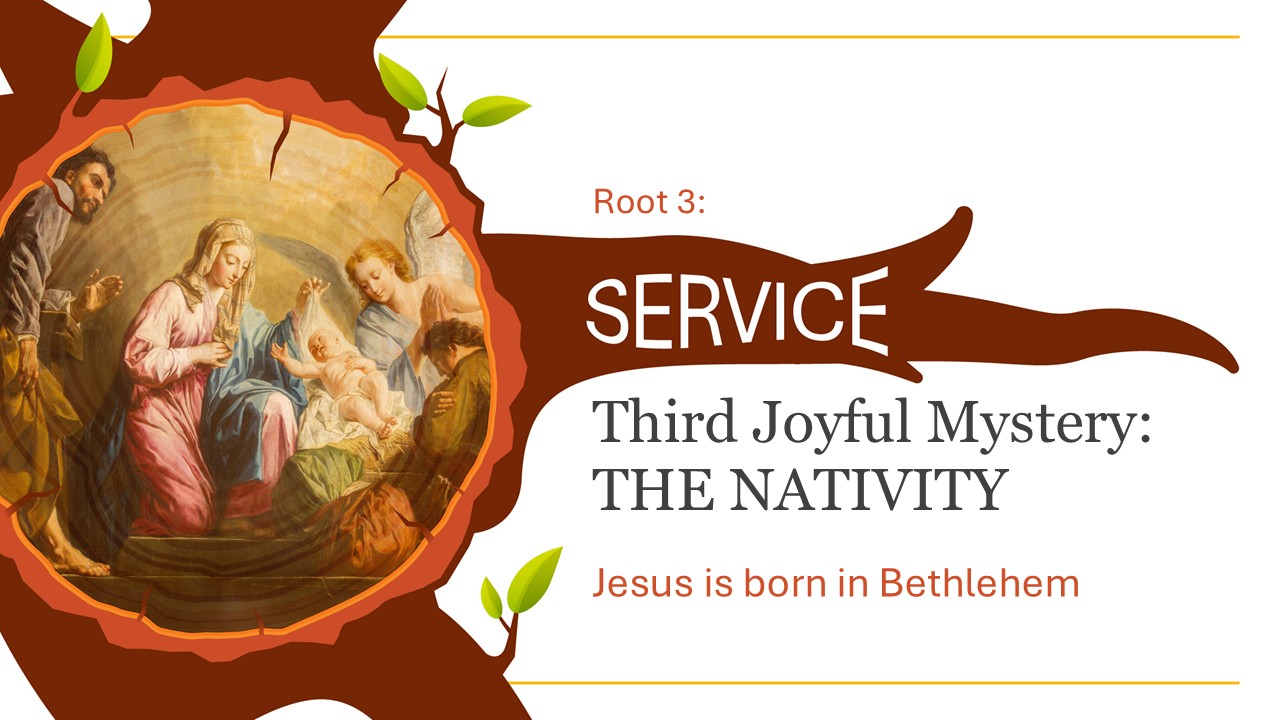 Nativity scene representing Service and the birth of Jesus.