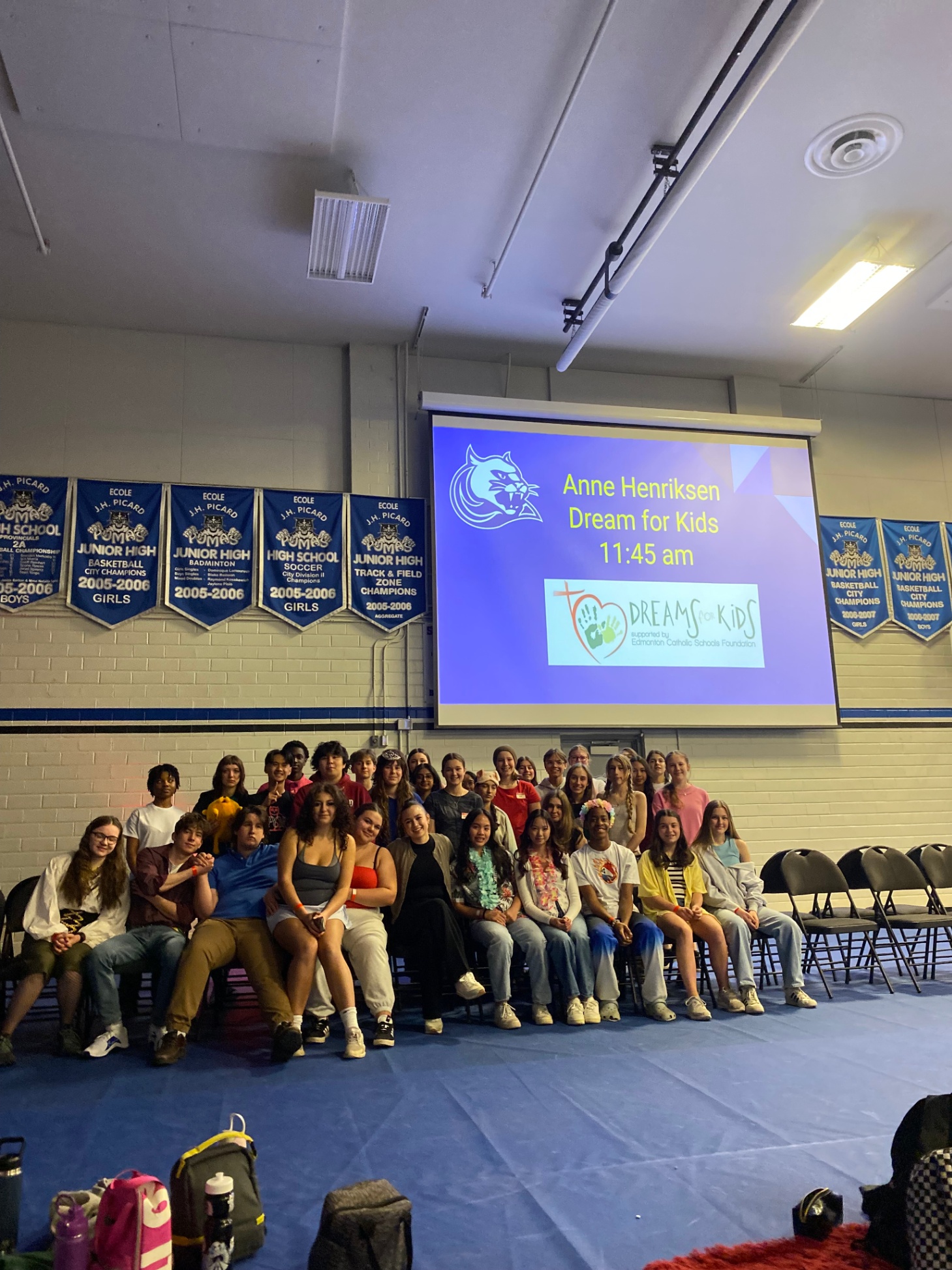 JH Picard Students post for a group photo at the ike a Thon